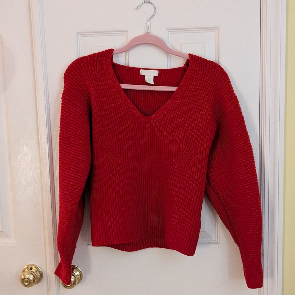 Red V neck Sweater